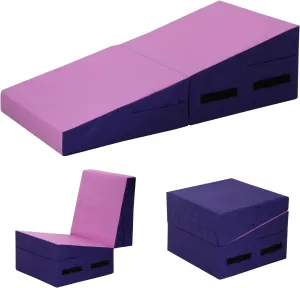 Gymnastics Incline Wedge Mat 48x24 Inch - Folding Tumbling Mat for Indoor/Outdoor Exercise - Home Gym Yoga Mat With Handle for Kids Girls - Cheese Mat