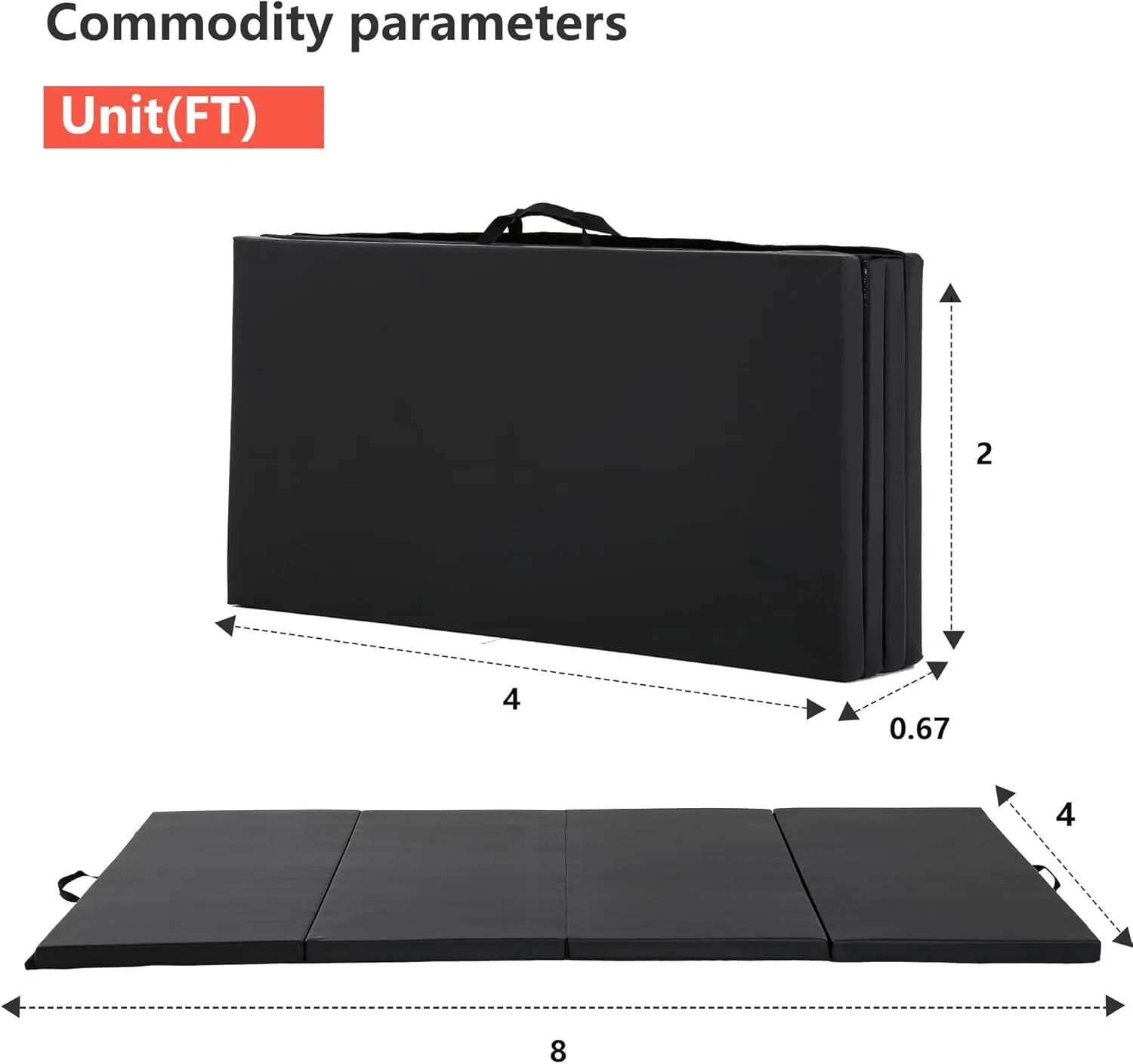 Gymnastics Tumbling Mats Portable Gymnastics Mat Foldable Tumbling Mat Thick PU Leather Exercise Mat Yoga Mat with Carrying Handles for home Workout outdoor Yoga Gymnastics