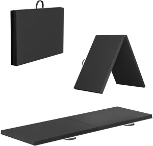 Gymnastics Tumbling Mats Portable Gymnastics Mat Foldable Tumbling Mat Thick PU Leather Exercise Mat Yoga Mat with Carrying Handles for home Workout outdoor Yoga Gymnastics