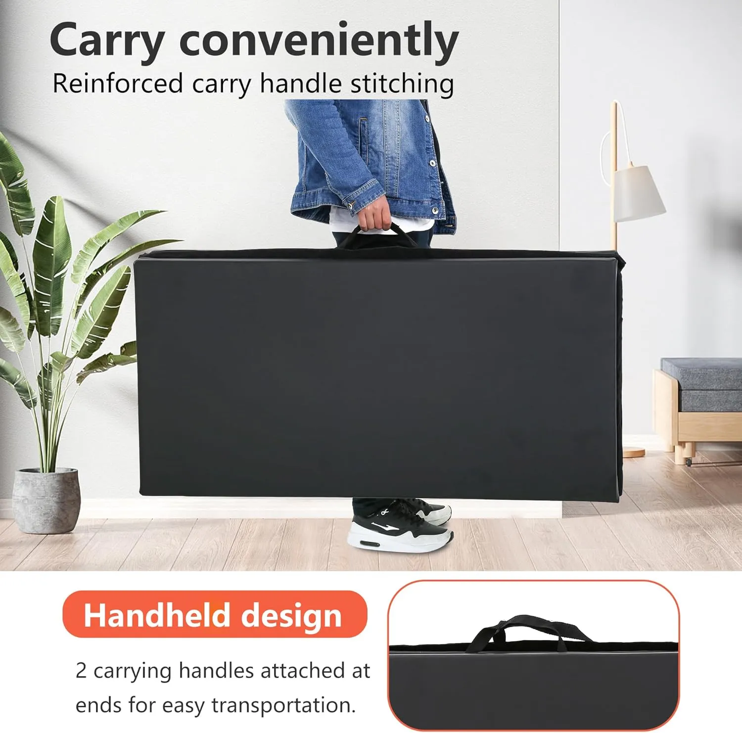 Gymnastics Tumbling Mats Portable Gymnastics Mat Foldable Tumbling Mat Thick PU Leather Exercise Mat Yoga Mat with Carrying Handles for home Workout outdoor Yoga Gymnastics
