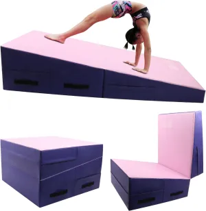 Gymnastics Wedge Mats 71" X 30" X 14", Anti Tear, Foldable, Easy to Clean, Incline Cheese Wedge Mat for Exercise, Home Gym, Tumbling, Yoga, Pilates