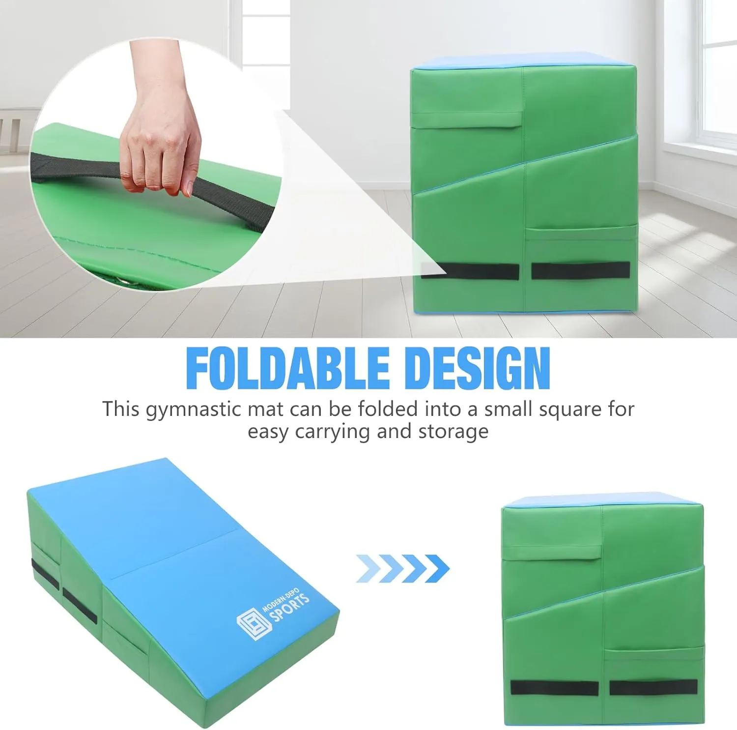 Gymnastics Wedge Mats Folding for Home Use | Incline Mat Cheese Wedge With Waterproof PVC Cover, EPE Foam for Exercise, Tumbling, Yoga, Pilates