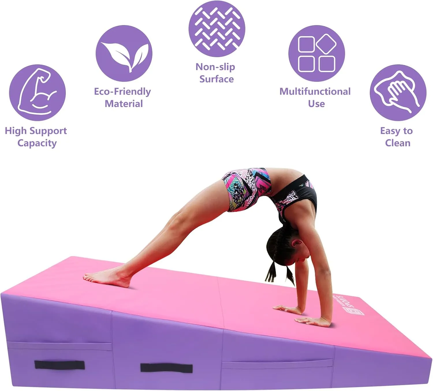 Gymnastics Wedge Mats Folding for Home Use | Incline Mat Cheese Wedge With Waterproof PVC Cover, EPE Foam for Exercise, Tumbling, Yoga, Pilates