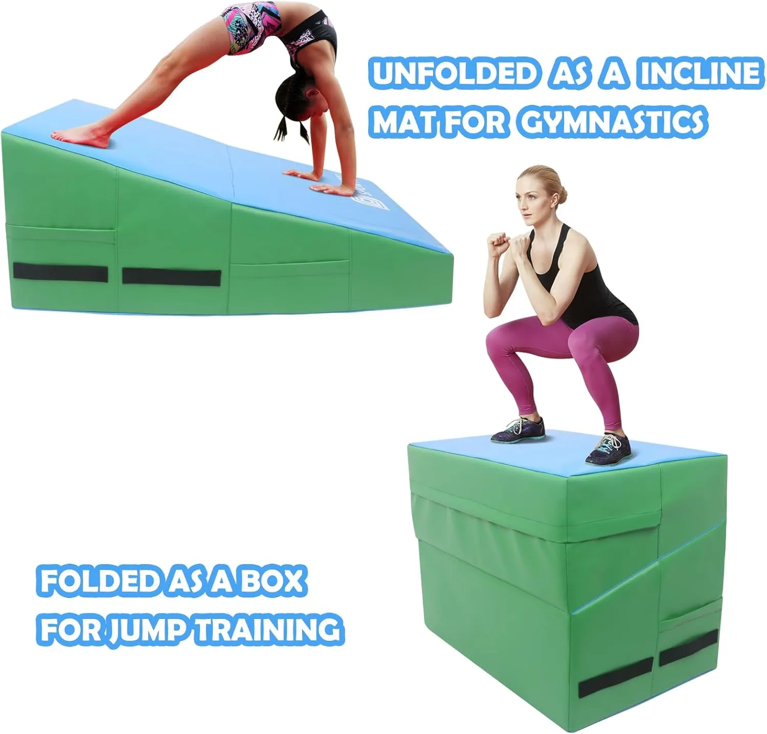 Gymnastics Wedge Mats Folding for Home Use | Incline Mat Cheese Wedge With Waterproof PVC Cover, EPE Foam for Exercise, Tumbling, Yoga, Pilates