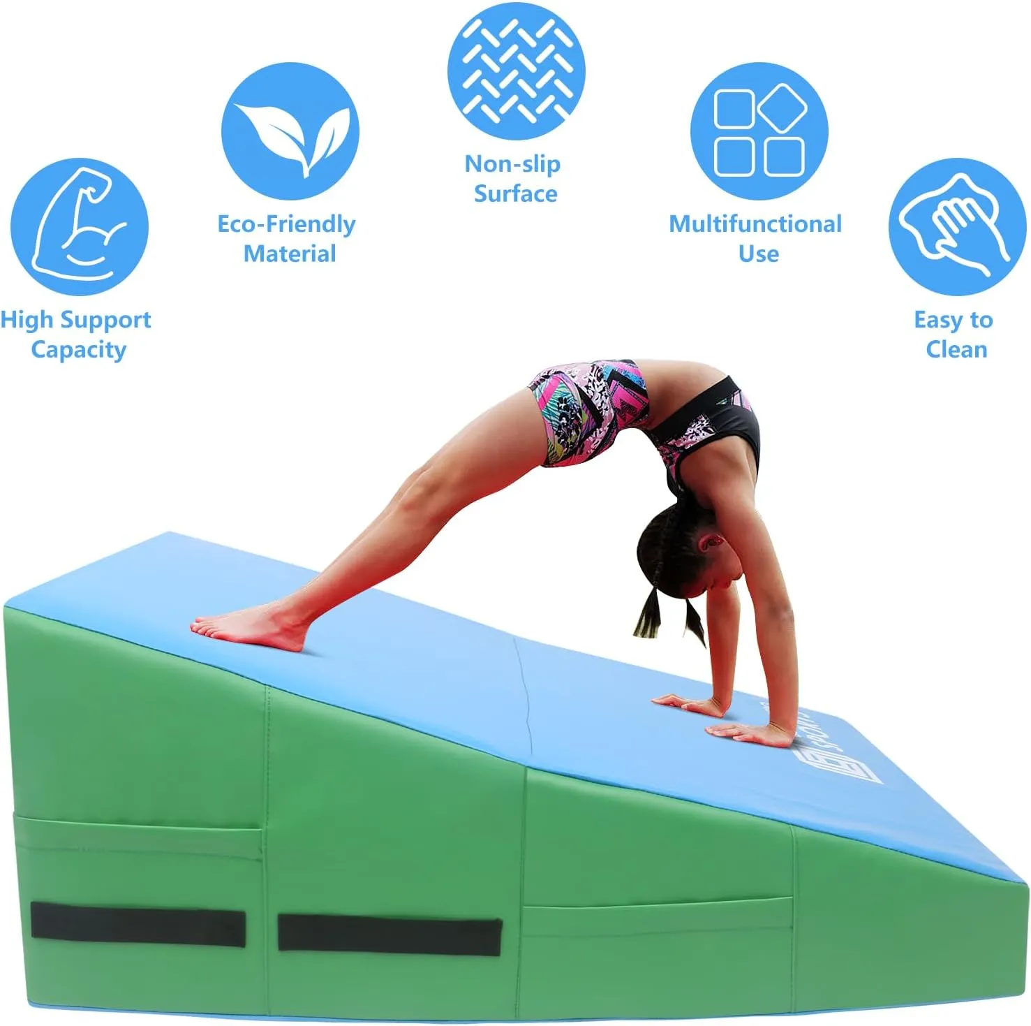Gymnastics Wedge Mats Folding for Home Use | Incline Mat Cheese Wedge With Waterproof PVC Cover, EPE Foam for Exercise, Tumbling, Yoga, Pilates