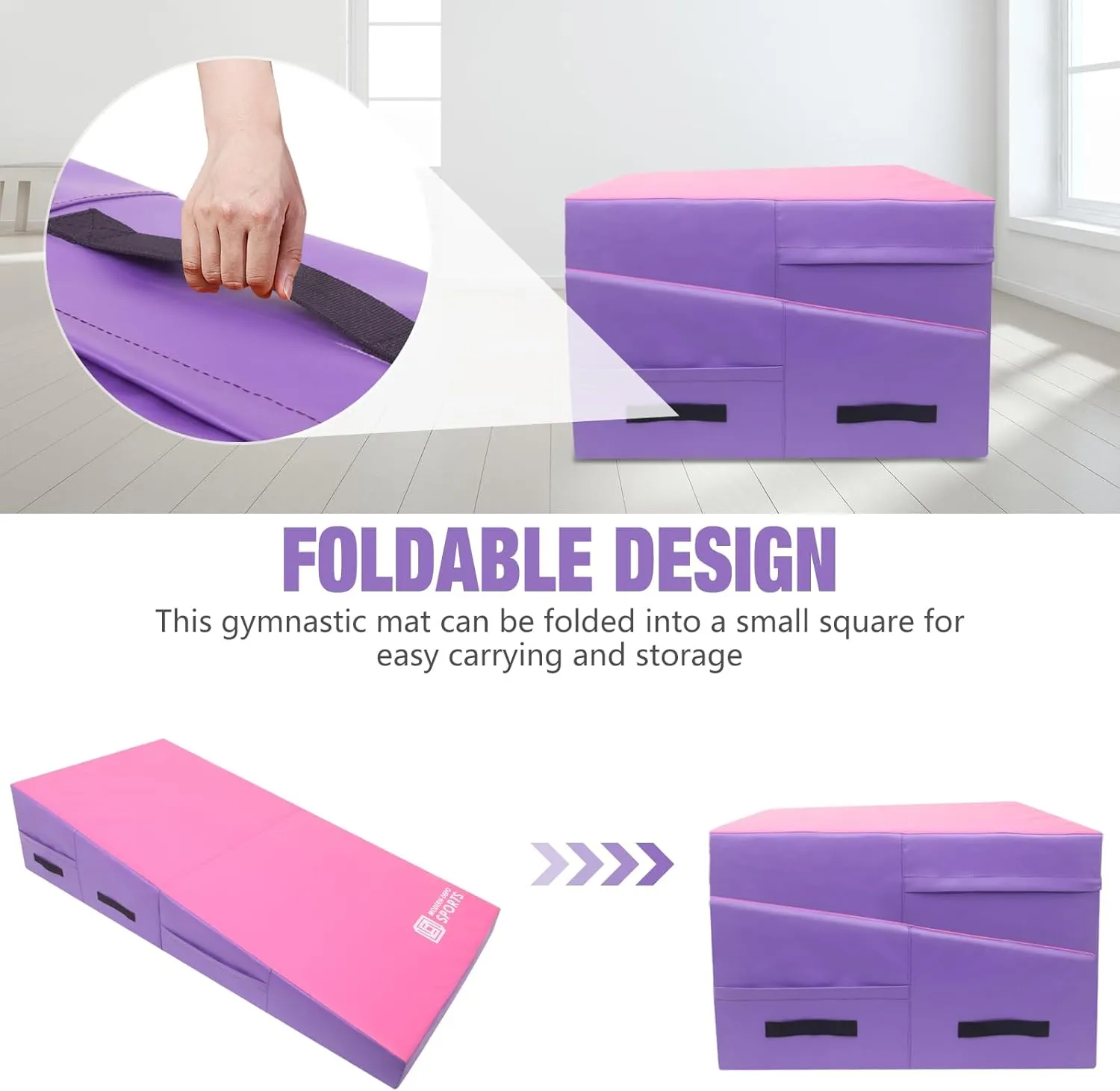 Gymnastics Wedge Mats Folding for Home Use | Incline Mat Cheese Wedge With Waterproof PVC Cover, EPE Foam for Exercise, Tumbling, Yoga, Pilates