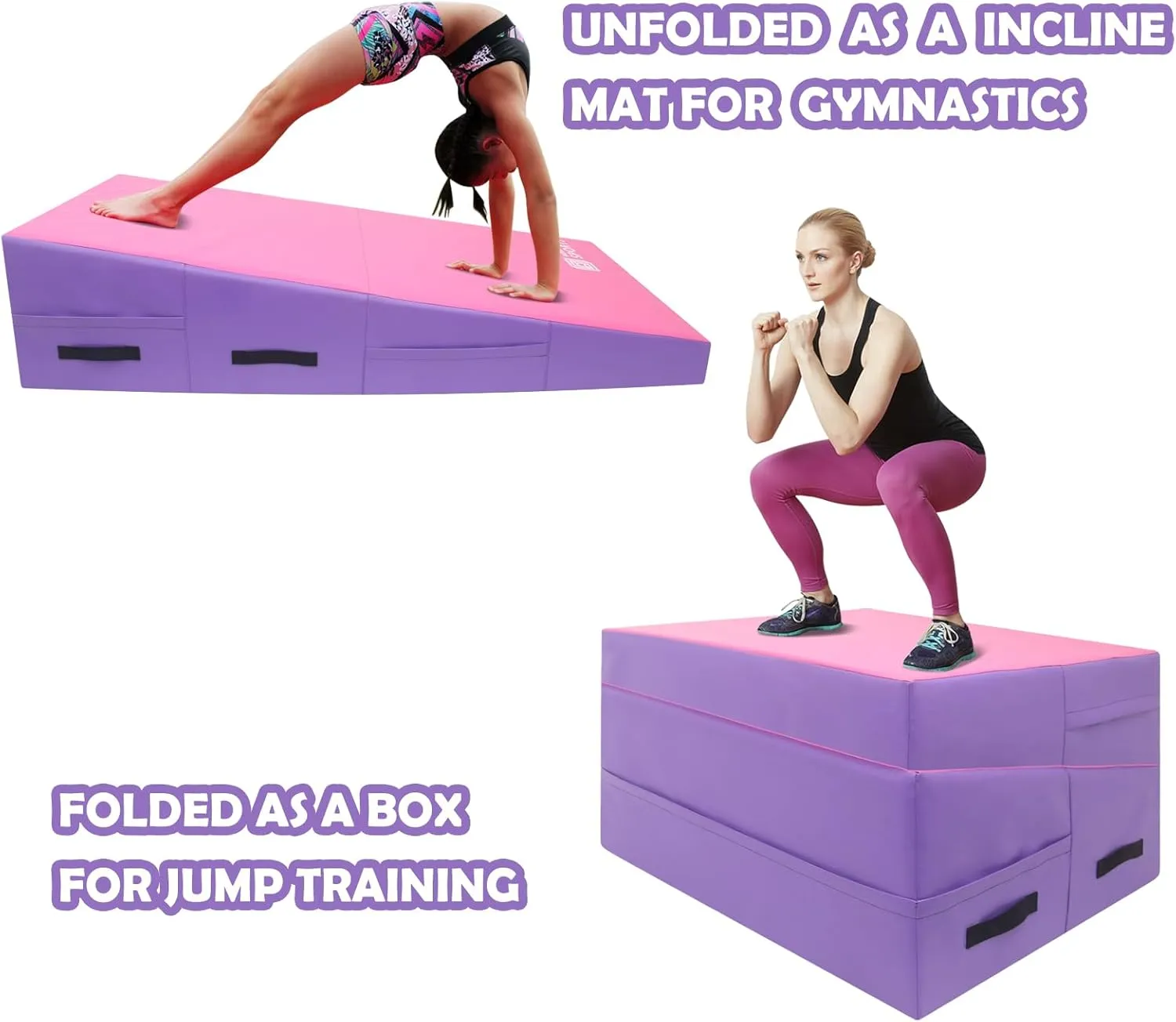 Gymnastics Wedge Mats Folding for Home Use | Incline Mat Cheese Wedge With Waterproof PVC Cover, EPE Foam for Exercise, Tumbling, Yoga, Pilates