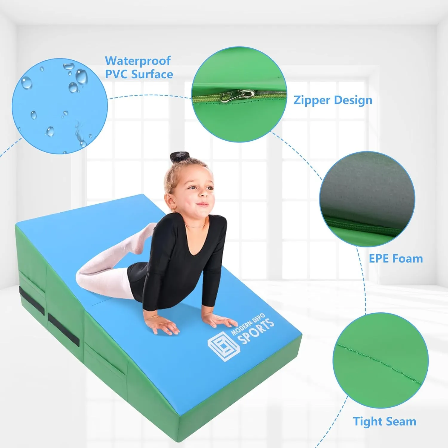 Gymnastics Wedge Mats Folding for Home Use | Incline Mat Cheese Wedge With Waterproof PVC Cover, EPE Foam for Exercise, Tumbling, Yoga, Pilates