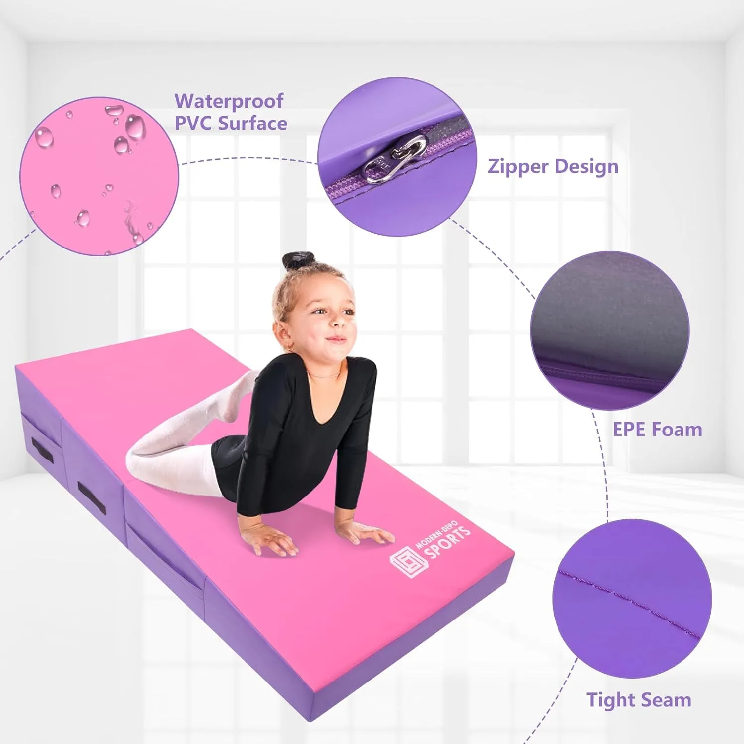 Gymnastics Wedge Mats Folding for Home Use | Incline Mat Cheese Wedge With Waterproof PVC Cover, EPE Foam for Exercise, Tumbling, Yoga, Pilates