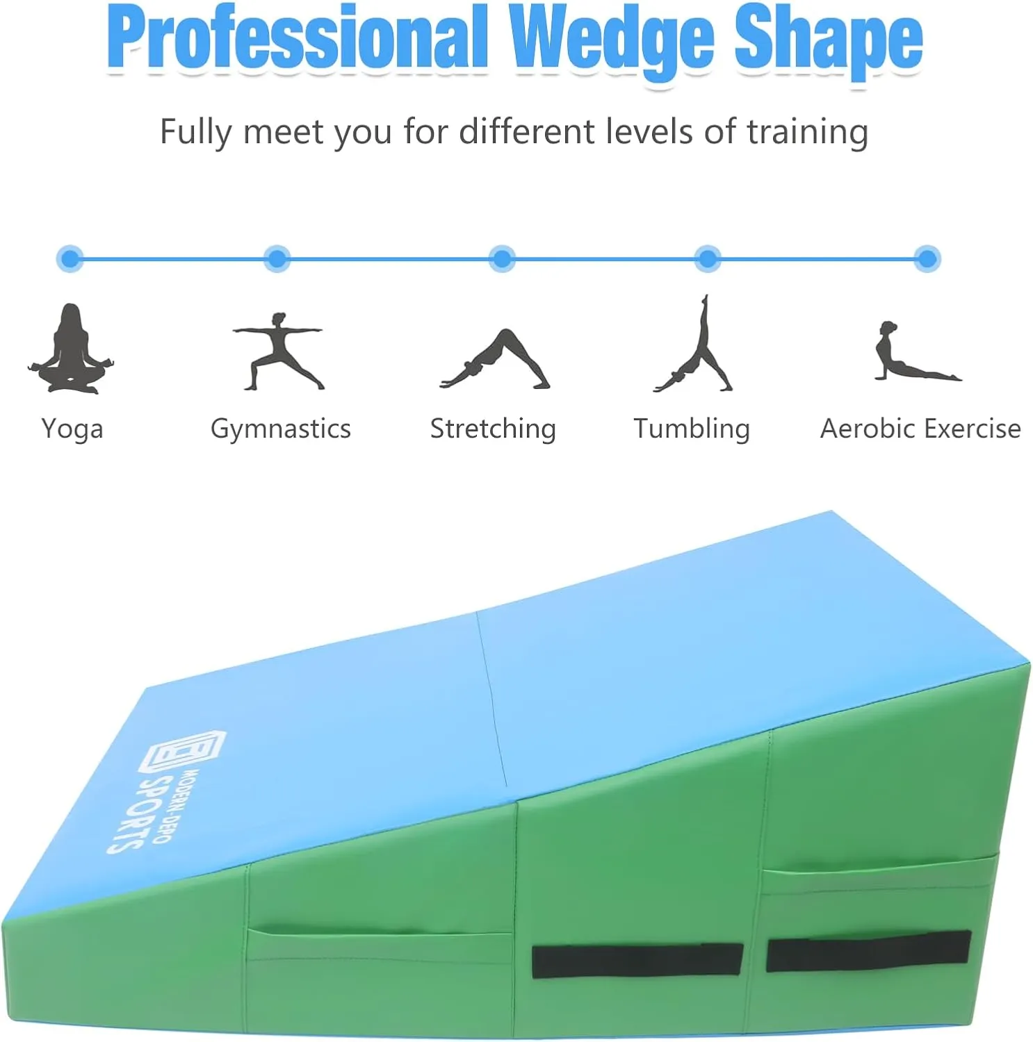 Gymnastics Wedge Mats Folding for Home Use | Incline Mat Cheese Wedge With Waterproof PVC Cover, EPE Foam for Exercise, Tumbling, Yoga, Pilates