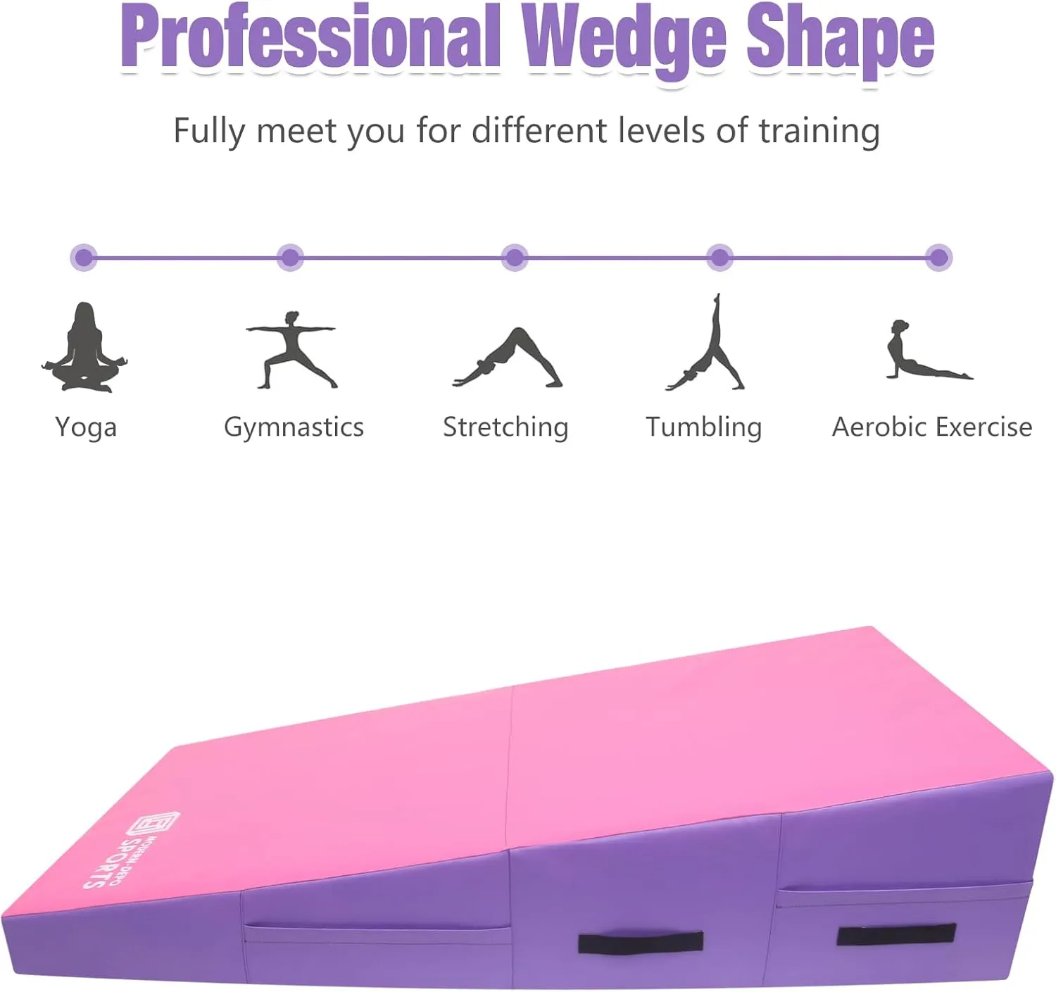 Gymnastics Wedge Mats Folding for Home Use | Incline Mat Cheese Wedge With Waterproof PVC Cover, EPE Foam for Exercise, Tumbling, Yoga, Pilates