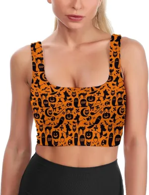 Halloween Bras for Women Workout Sports Bra No Underwire Yoga Bras Ladies Padded Sleeping Bra for Running Crop Tops