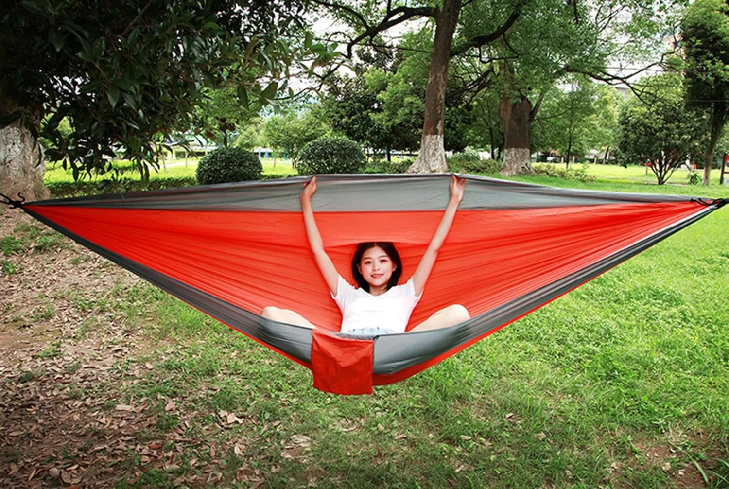 Hammock for Camping Double Hammocks Gear for The Outdoors Backpacking Survival or Travel - Portable Lightweight Parachute Nylon,D
