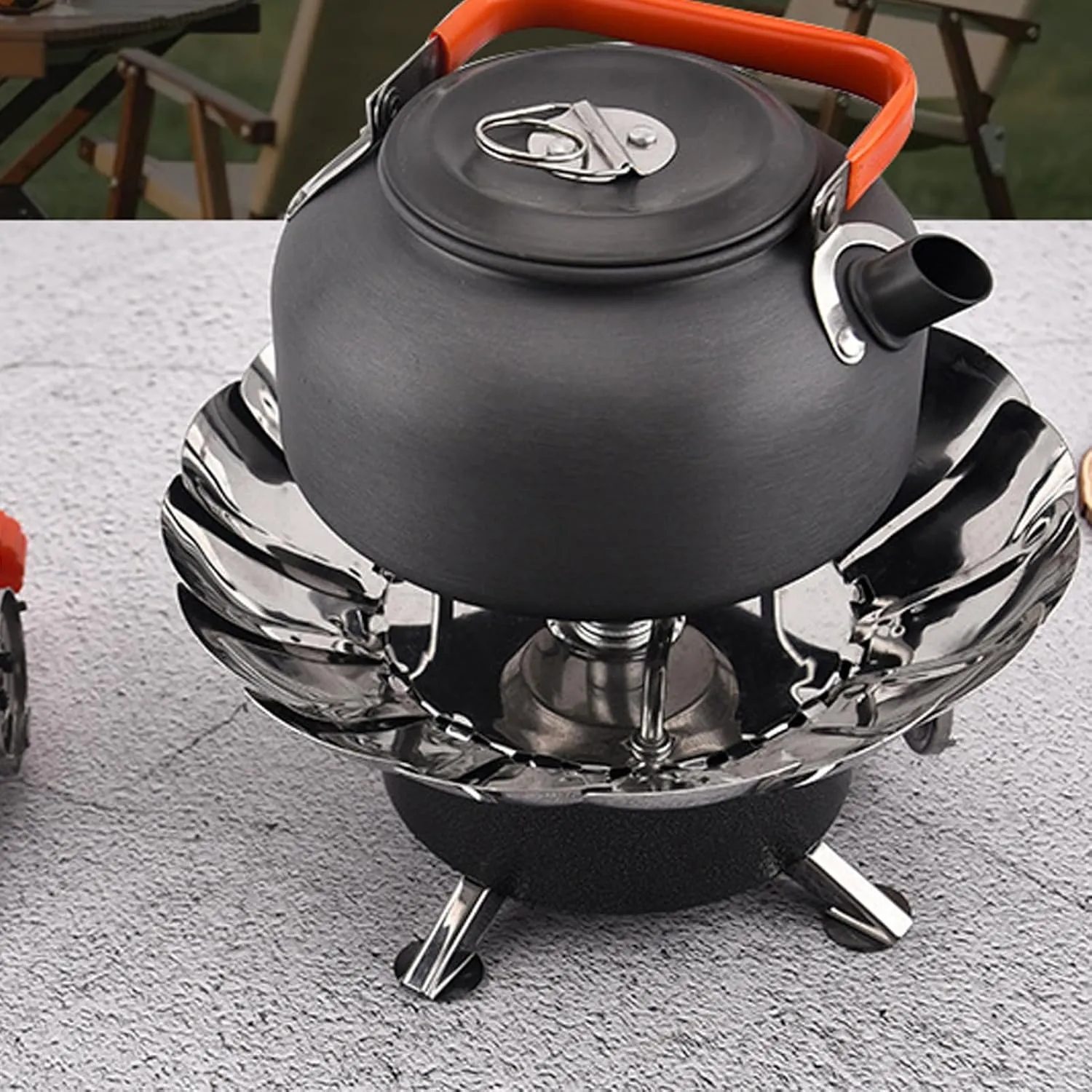 Haofy Folding Mini Stove with Stable Support, Portable Gas Stove for Camping, High Efficiency Wind Outdoor Stove (Round with Tube Buckle)