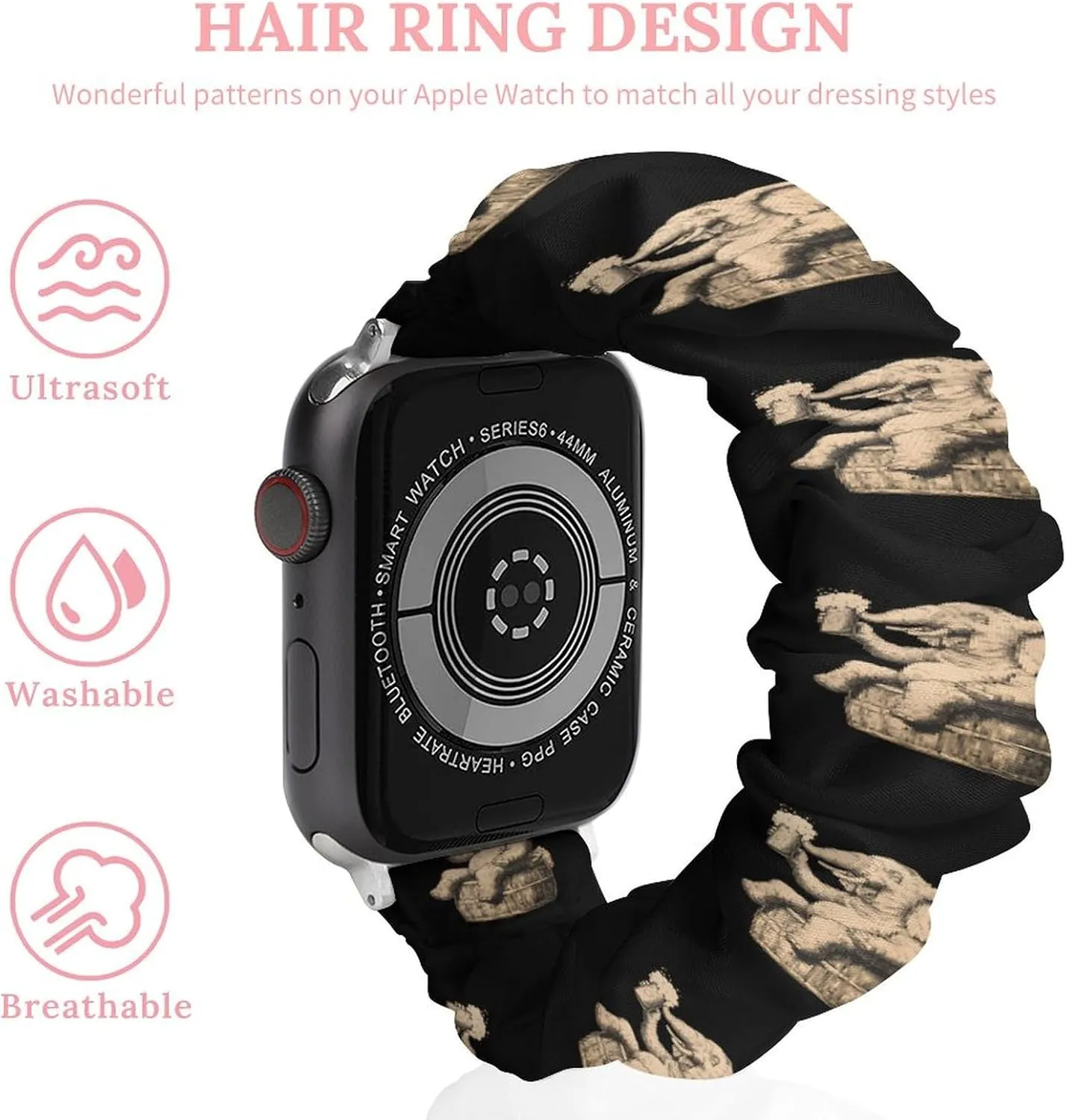 Happy Drinking Elephant Fashion Watch Strap Scrunchies Wristbands Compatible With IWatch Series