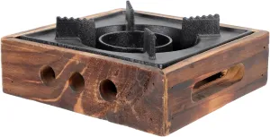 Happyyami Alcohol Stove Easy to Use Store Cast Iron Square Stove for Outdoor Tea Hot Pot Cooking