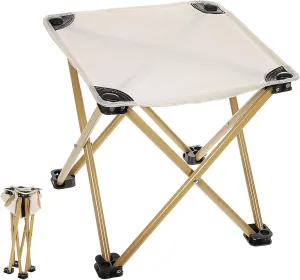 Happyyami Portable Camping Stool Oxford Fabric Carbon Steel Collapsible Outdoor Hiking Picnic Stool with Storage Bag