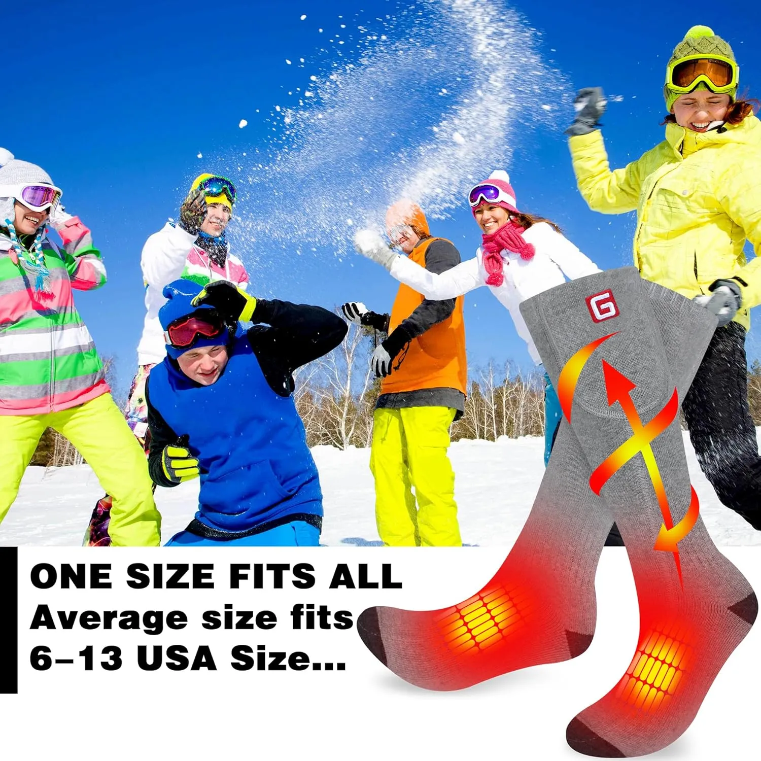 Heated Socks Women Electric Battery Socks Thermal Insulated Socks for Arthritis, Winter Thick Warm Cotton Sox Heating Foot Warmer, Unisex & USA 6-13 Size