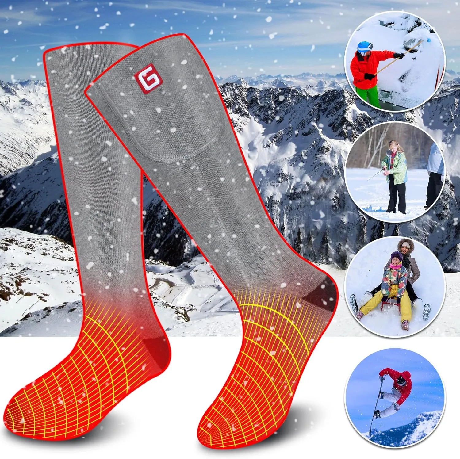 Heated Socks Women Electric Battery Socks Thermal Insulated Socks for Arthritis, Winter Thick Warm Cotton Sox Heating Foot Warmer, Unisex & USA 6-13 Size