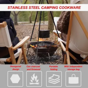 Heating Furnace,Wood Burning Camp Stove, Wood Stoves Camping Stove Portable,Stainless Steel Backpacking Hiking Stove,Compact Lightweight Folding Backpa