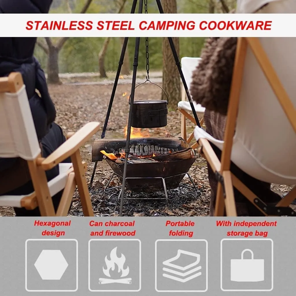 Heating Furnace,Wood Burning Camp Stove, Wood Stoves Camping Stove Portable,Stainless Steel Backpacking Hiking Stove,Compact Lightweight Folding Backpa
