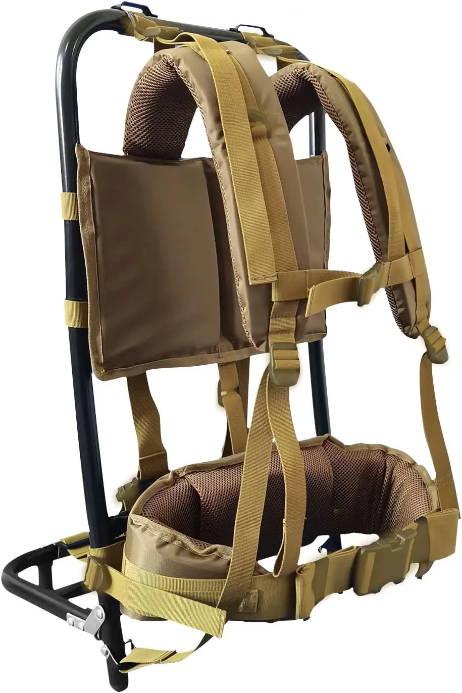Heavy Duty Aluminum Frame Hiking Backpacks,Hunting Backpack,Foldable Hunting Pack Frame Hiking Backpack Frame,backpack For Hiking Portable Backpack Accessories For Travel, Outdoor Activity-Khaki