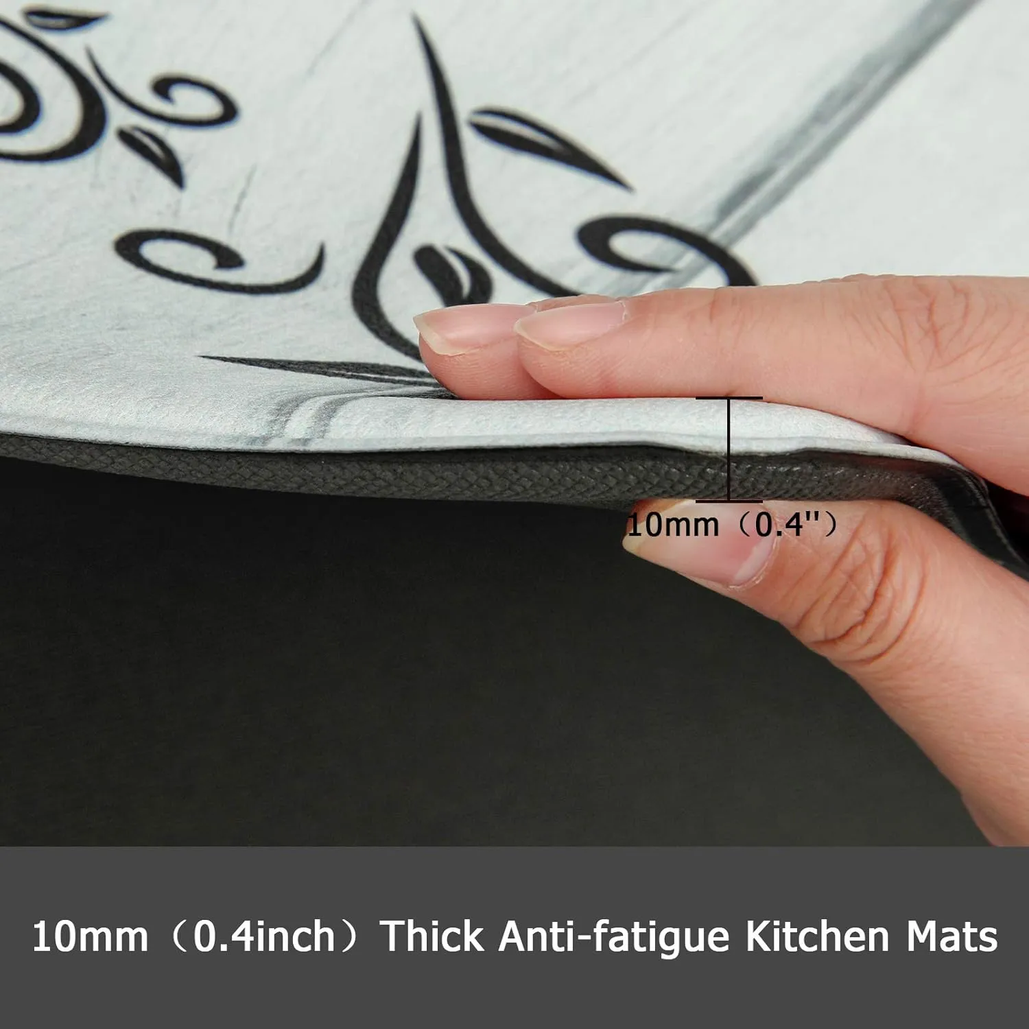 HEBE Anti Fatigue Kitchen Mat Set of 2 Non Slip Cushioned Kitchen Mats for Floor Waterproof Farmhouse Kitchen Rugs and Mats Set Comfort Standing Desk Mat Carpet for Sink,Office,Laundry
