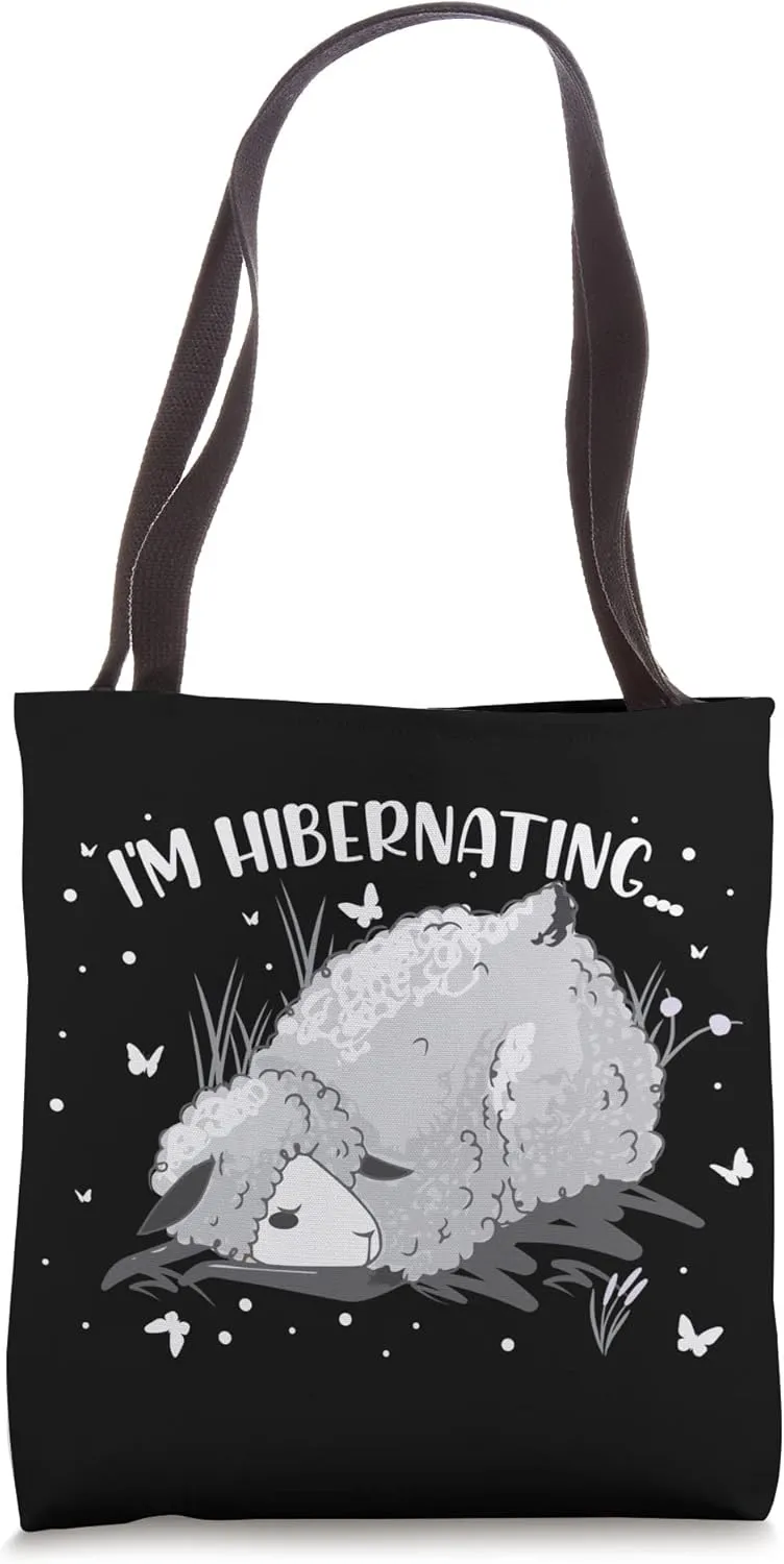 Hibernation I'm Hibernating Funny Tired Sheep Sleeping Tote Bag