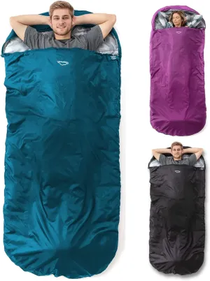 Highlander Sleephaven XL Adult Wide Tall Lightweight 2 Season Sleeping Bag Curved Pod Design - Perfect for Camping, Hiking and Backpacking