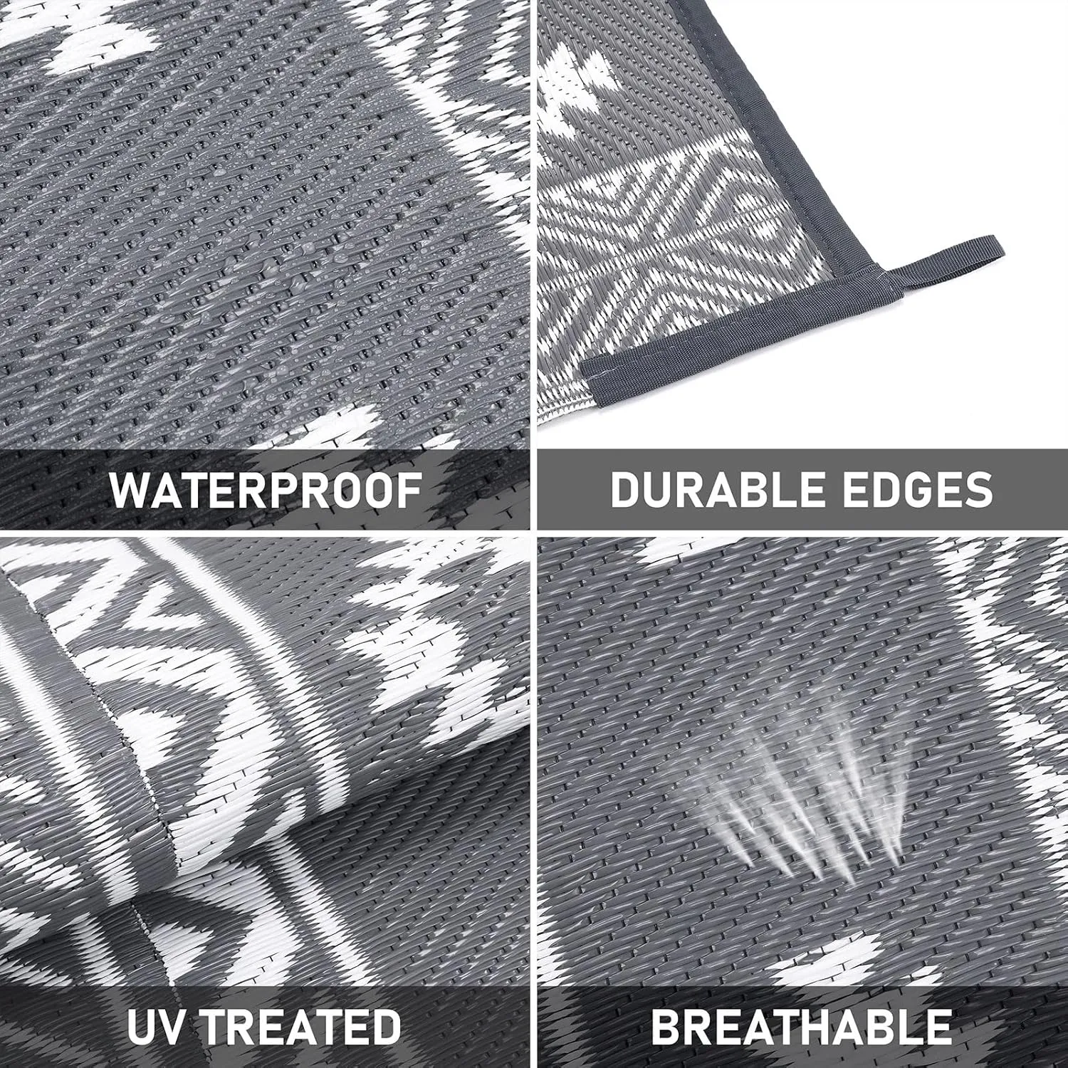 HiiARug Outdoor Rug for Patios Clearance 9'x12' Outdoor Plastic Straw Rug Waterproof Patio Camping Rug Reversible RV Mat Outdoor Area Rugs for Outdoors, RV, Patio, Backyard, Deck, Camping