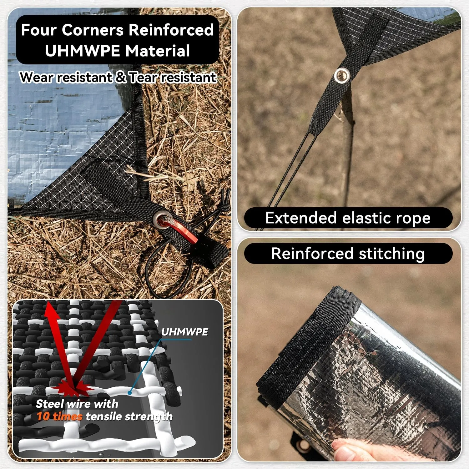 HIKEMAN Tent Footprint Waterproof Camping Tarp Strong and Durable Aluminum Tent Floor Ground Sheet Mat Tent Footprint Mat for Hiking, Camping, Backpacking, Hammock, Picnic (160 * 200cm)