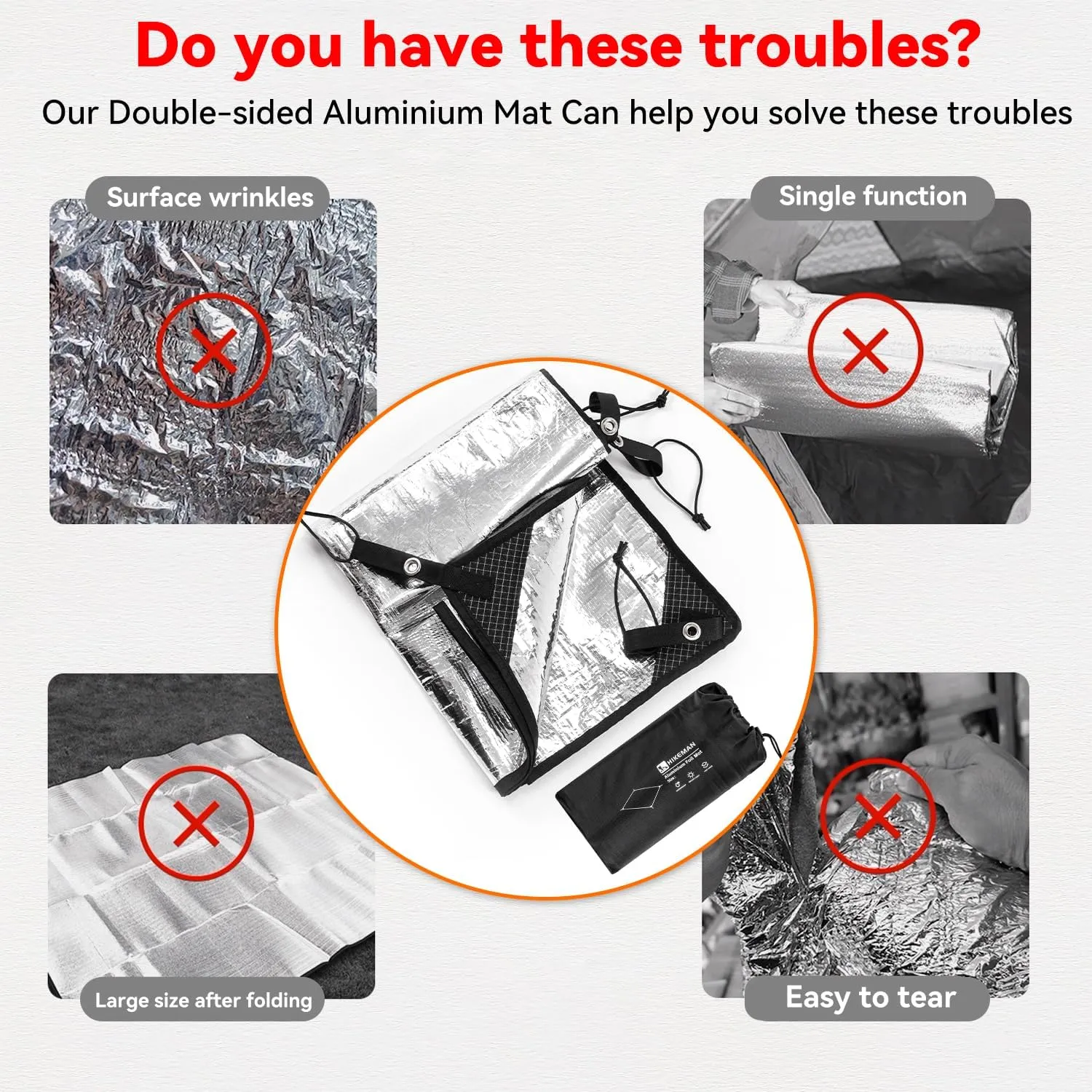 HIKEMAN Tent Footprint Waterproof Camping Tarp Strong and Durable Aluminum Tent Floor Ground Sheet Mat Tent Footprint Mat for Hiking, Camping, Backpacking, Hammock, Picnic (160 * 200cm)