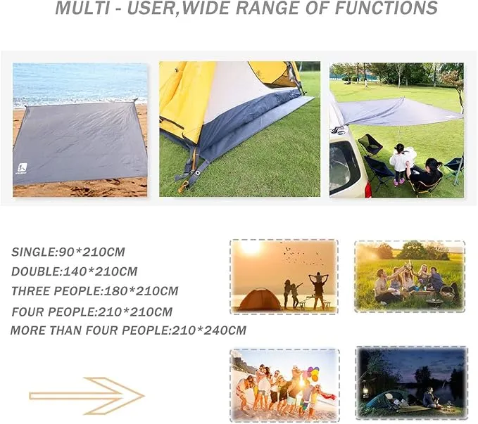 HIKEMAN Waterproof Camping Tarp Portable Tent Footprint with Drawstring Bag Ground Cloth for Outdoor Hiking Picnic (XL-83”x83”)