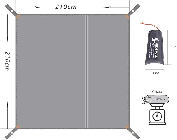 HIKEMAN Waterproof Camping Tarp Portable Tent Footprint with Drawstring Bag Ground Cloth for Outdoor Hiking Picnic (XL-83”x83”)