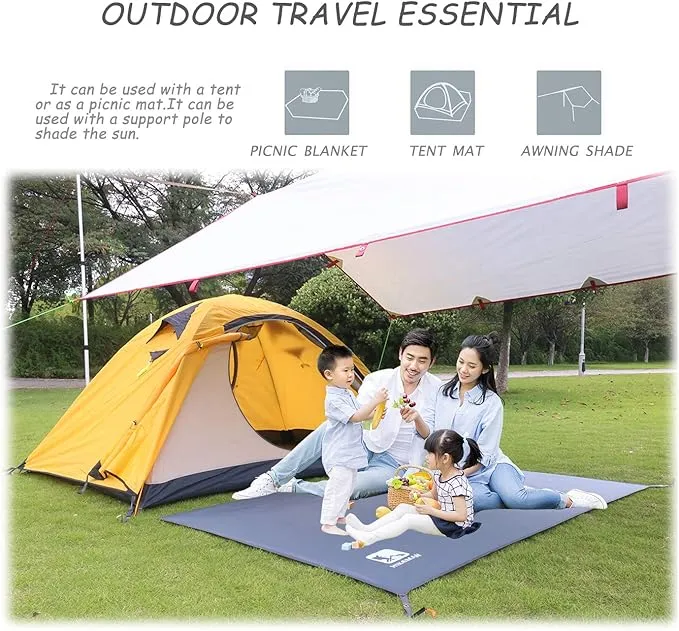 HIKEMAN Waterproof Camping Tarp Portable Tent Footprint with Drawstring Bag Ground Cloth for Outdoor Hiking Picnic (XL-83”x83”)