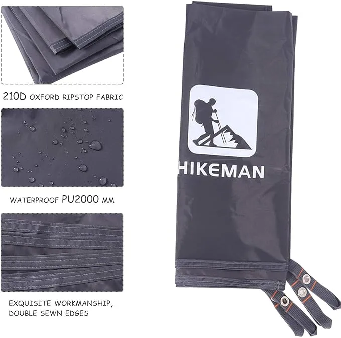 HIKEMAN Waterproof Camping Tarp Portable Tent Footprint with Drawstring Bag Ground Cloth for Outdoor Hiking Picnic (XL-83”x83”)