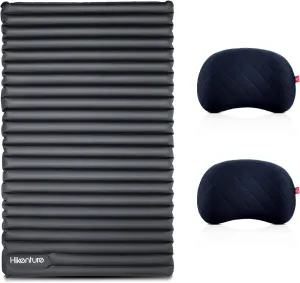 Hikenture Double Sleeping Pad Foot Pump with 2 Inflatable Camping Pillows Blue