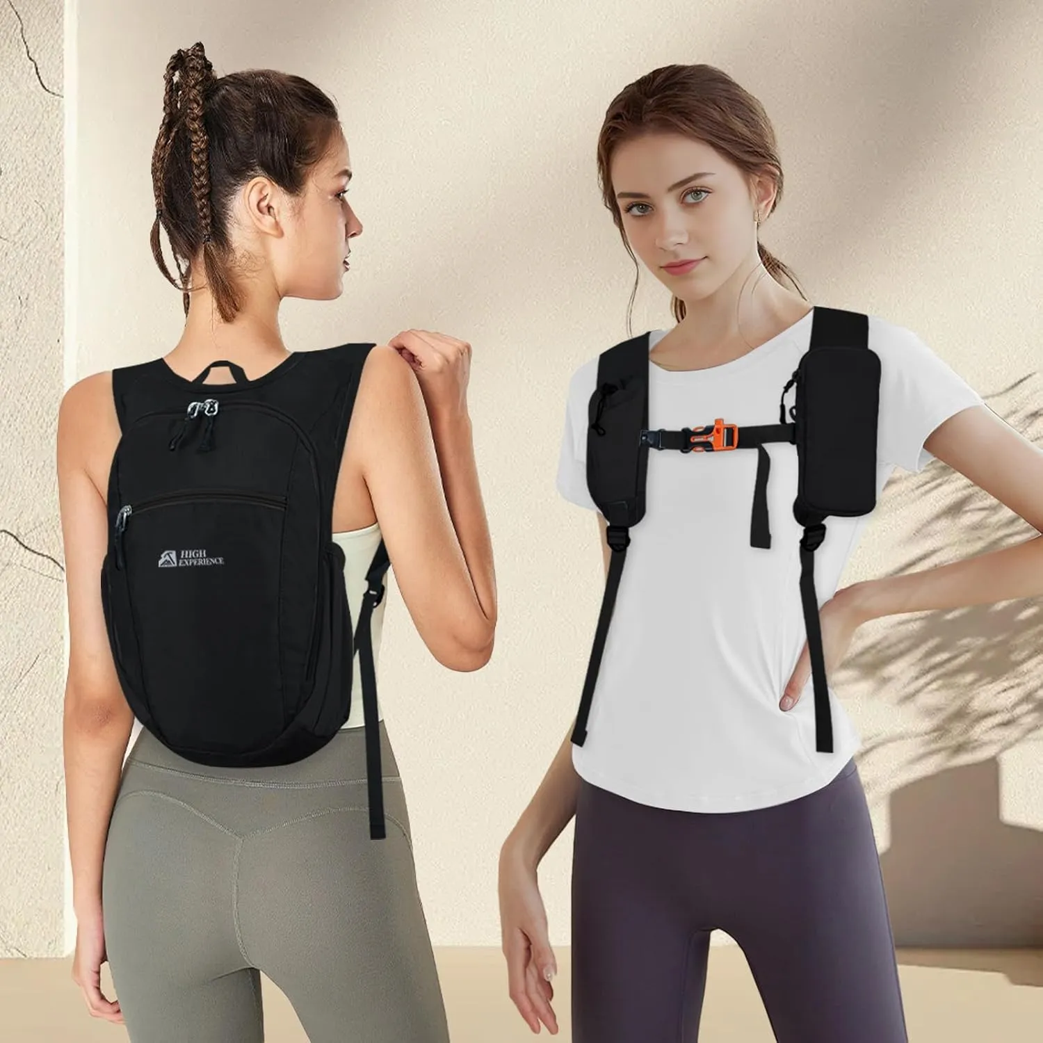Hiking Backpack 10L/15L Small Daypack Lightweight Packable Travel Foldable Water Resistan for Women Men (Black, 10L)