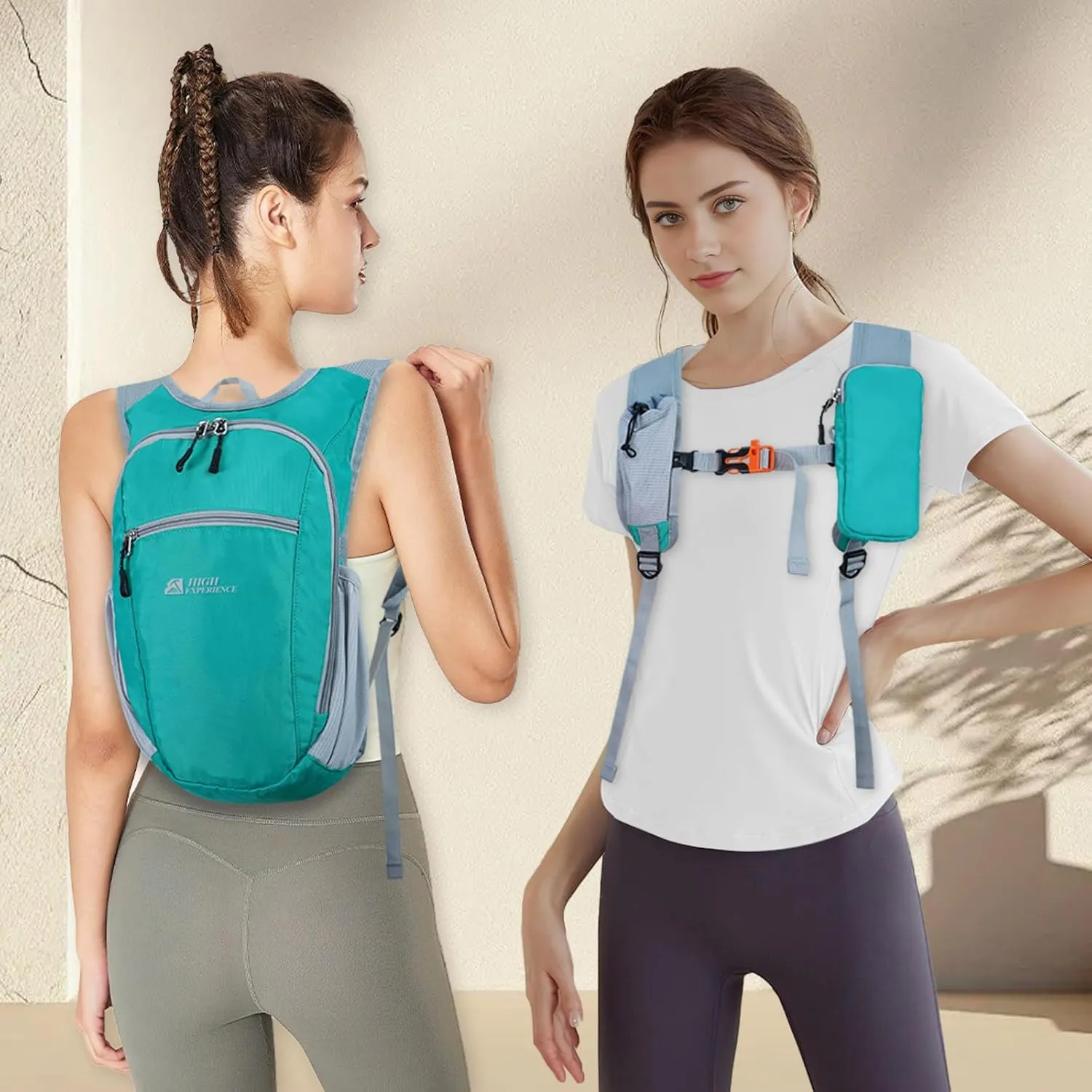 Hiking Backpack 10L/15L Small Daypack Lightweight Packable Travel Foldable Water Resistan for Women Men (Lake Green, 10L)