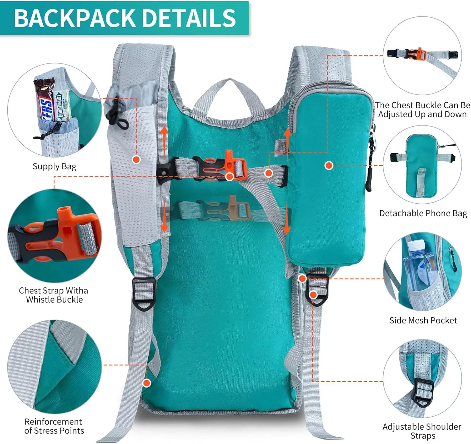 Hiking Backpack 10L/15L Small Daypack Lightweight Packable Travel Foldable Water Resistan for Women Men (Lake Green, 10L)