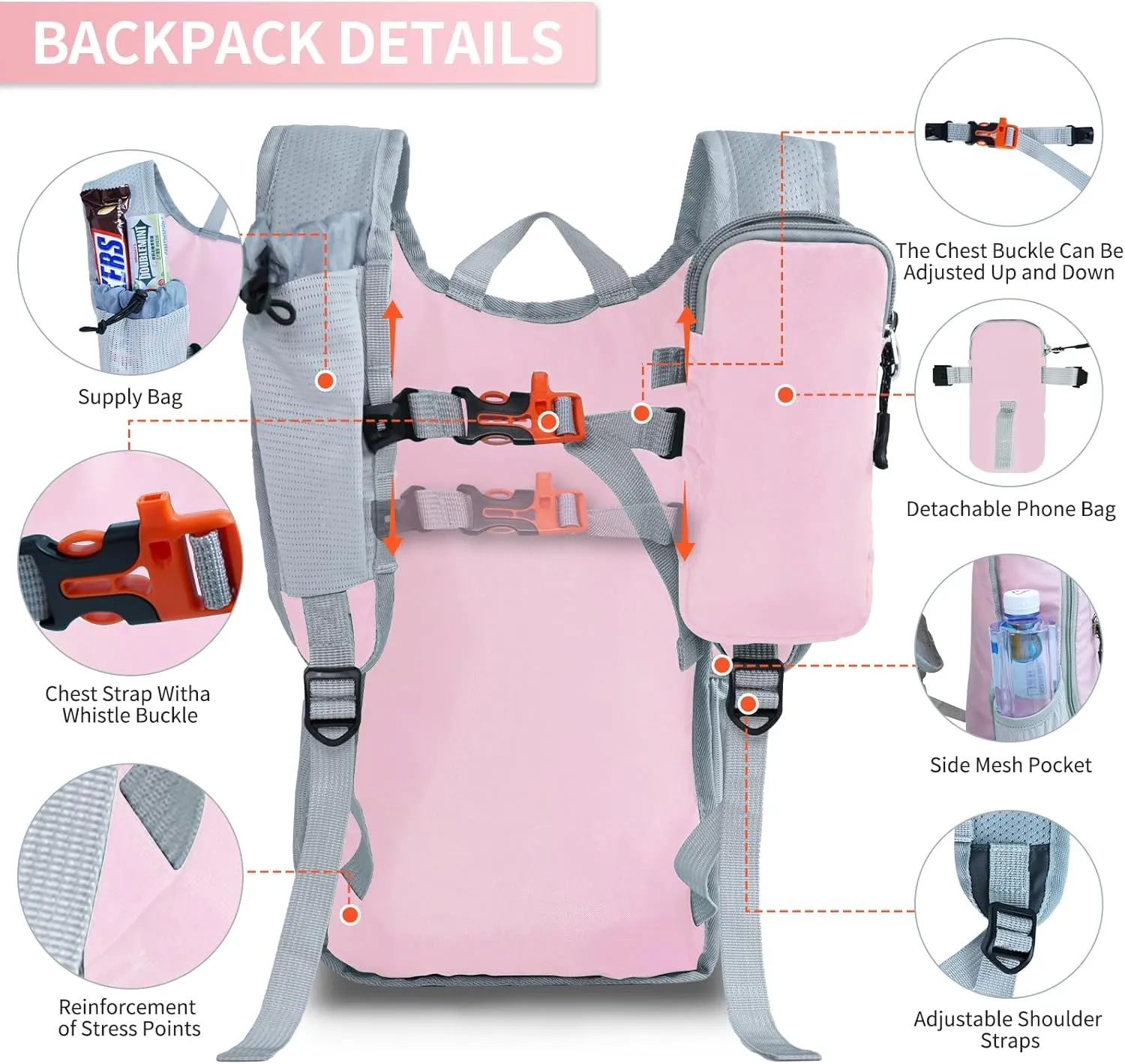 Hiking Backpack 10L/15L Small Daypack Lightweight Packable Travel Foldable Water Resistan for Women Men (Pink, 15L)