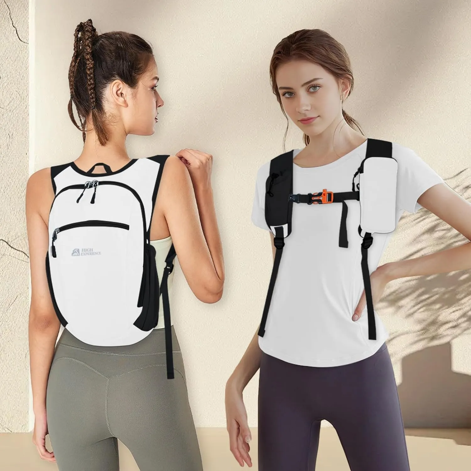 Hiking Backpack 10L/15L Small Daypack Lightweight Packable Travel Foldable Water Resistan for Women Men (White, 10L)