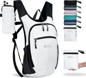 Hiking Backpack 10L/15L Small Daypack Lightweight Packable Travel Foldable Water Resistan for Women Men (White, 10L)