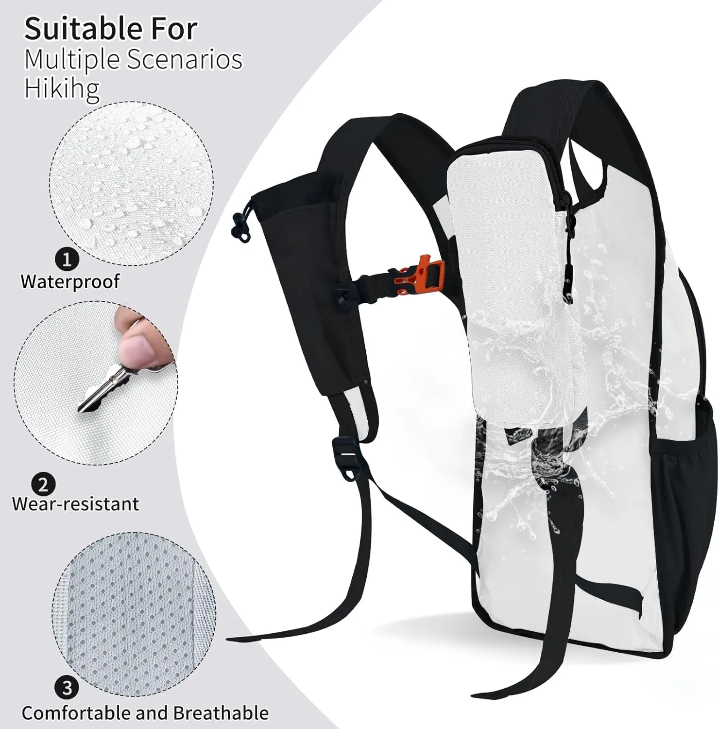 Hiking Backpack 10L/15L Small Daypack Lightweight Packable Travel Foldable Water Resistan for Women Men (White, 10L)