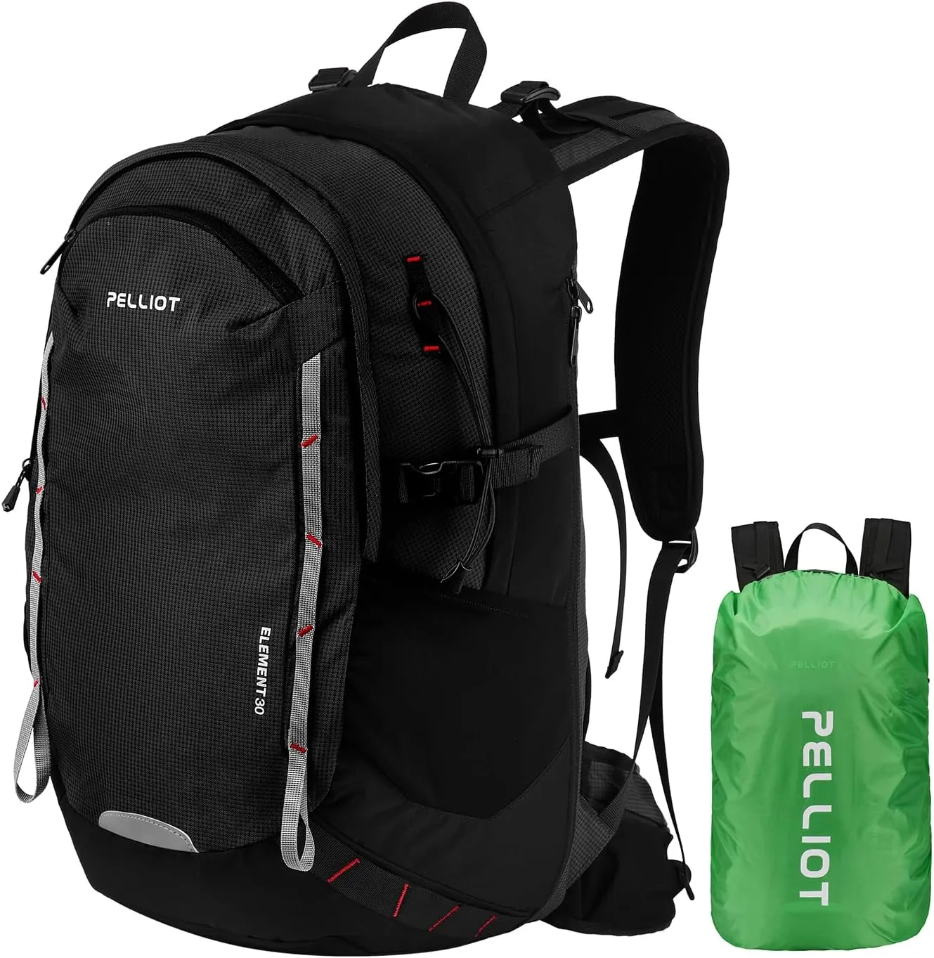 Hiking Backpack 30L Outdoor Camping Back Pack Waterproof Travel Daypack with Rain Cover for Women Men Black
