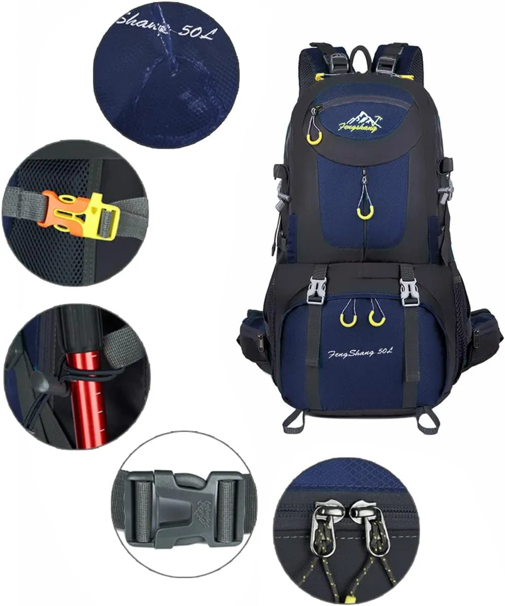 Hiking Backpack 50L Climbing Camping Backpack Large Rucksack for Trekking Travel Outdoor Sport(Navy)