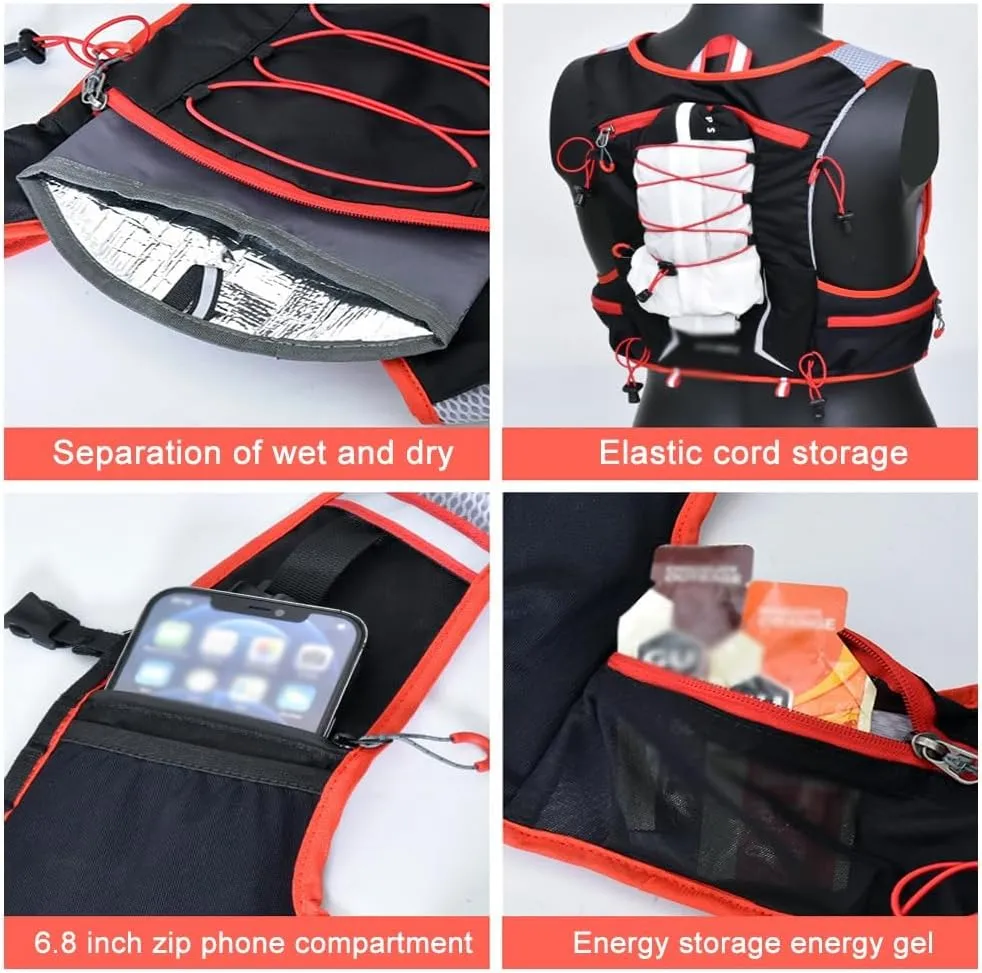 Hiking Backpack for Women with Water Bladder,Hydration Pack for Runners,Wet/Dry Bag Compartment for Trail Running, Hiking, Biking(Red,S)