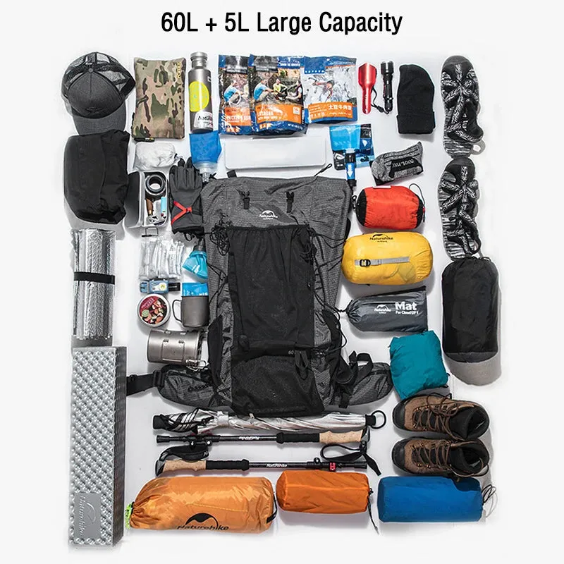 Hiking Backpack Outdoor Sports Bag - 60 5L Large Capacity Ergonomic Design Waterproof Camping Travel Backpack