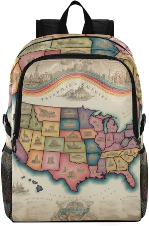 Hiking Backpack Packable Lightweight Camping Backpack Men Women Waterproof Hiking Daypack Outdoor Travel Daypack, America Map (21)