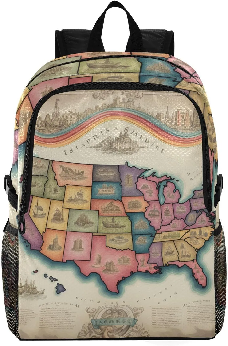 Hiking Backpack Packable Lightweight Camping Backpack Men Women Waterproof Hiking Daypack Outdoor Travel Daypack, America Map (21)